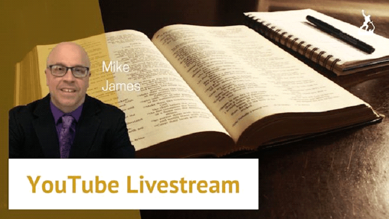YouTube livestream announcement with open book.