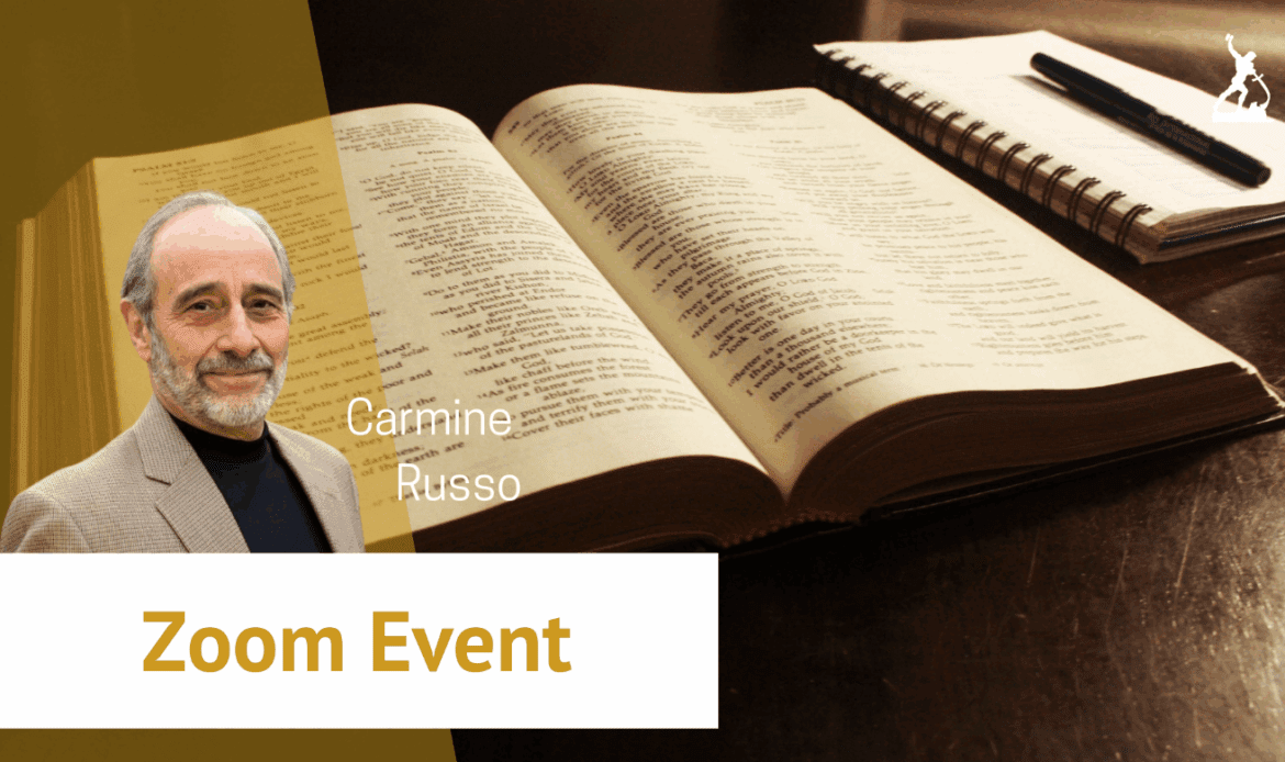 Zoom event with open book and notebook.